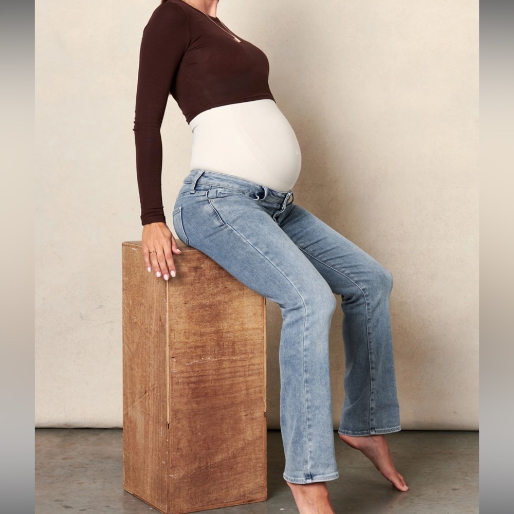 Blanqi Maternity Flare Jeans (full panel belly support)